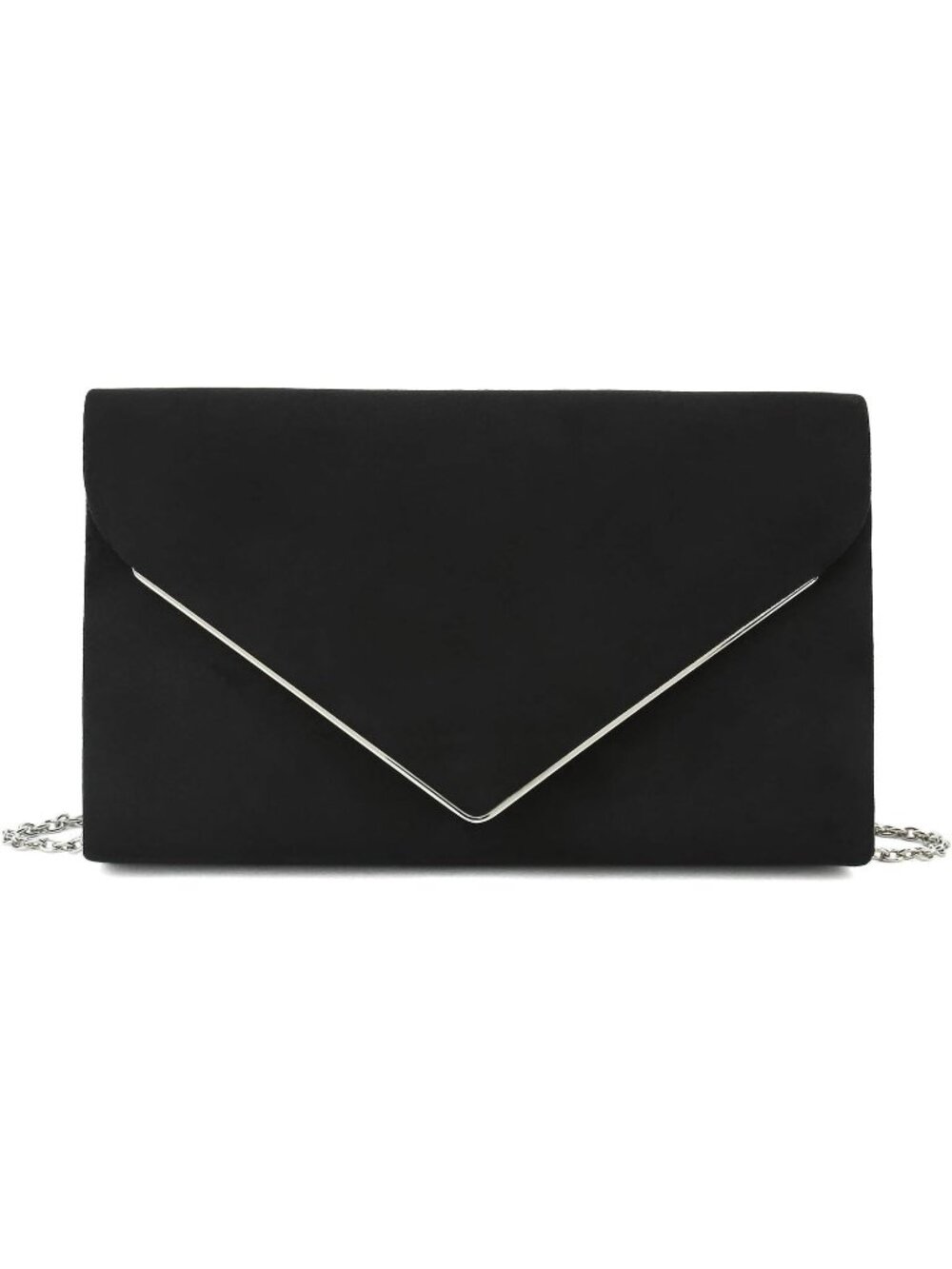 ๐ Women's Black Faux Suede Clutch Bag Elegant Metal Binding Evening Purse